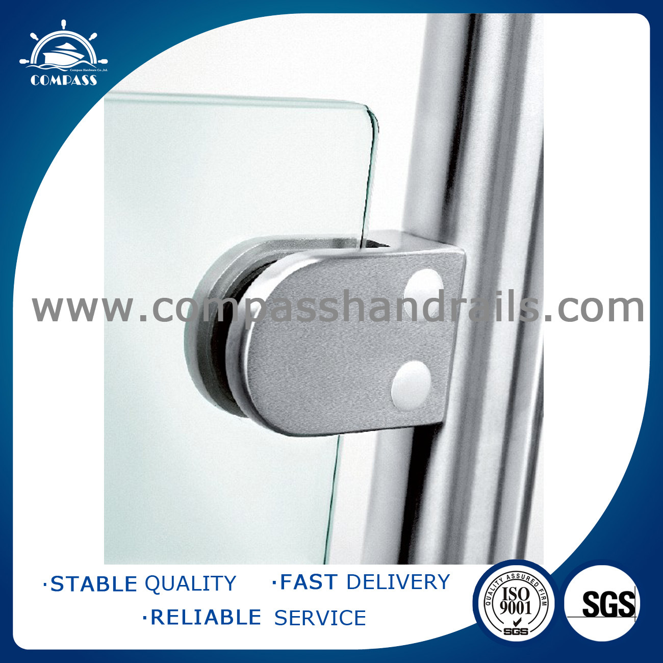 Railing Hardware D Type Glass Holding Clip Stainless Steel Glass Clamp