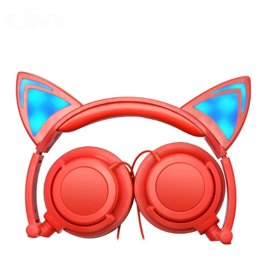 Wired LED Light Cat Ear Shaped Headphones