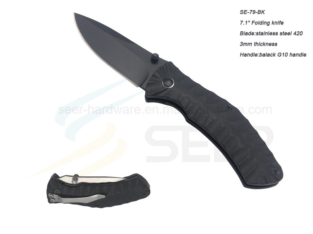 420 Stainless Steel Folding Knife (SE-79-BK)