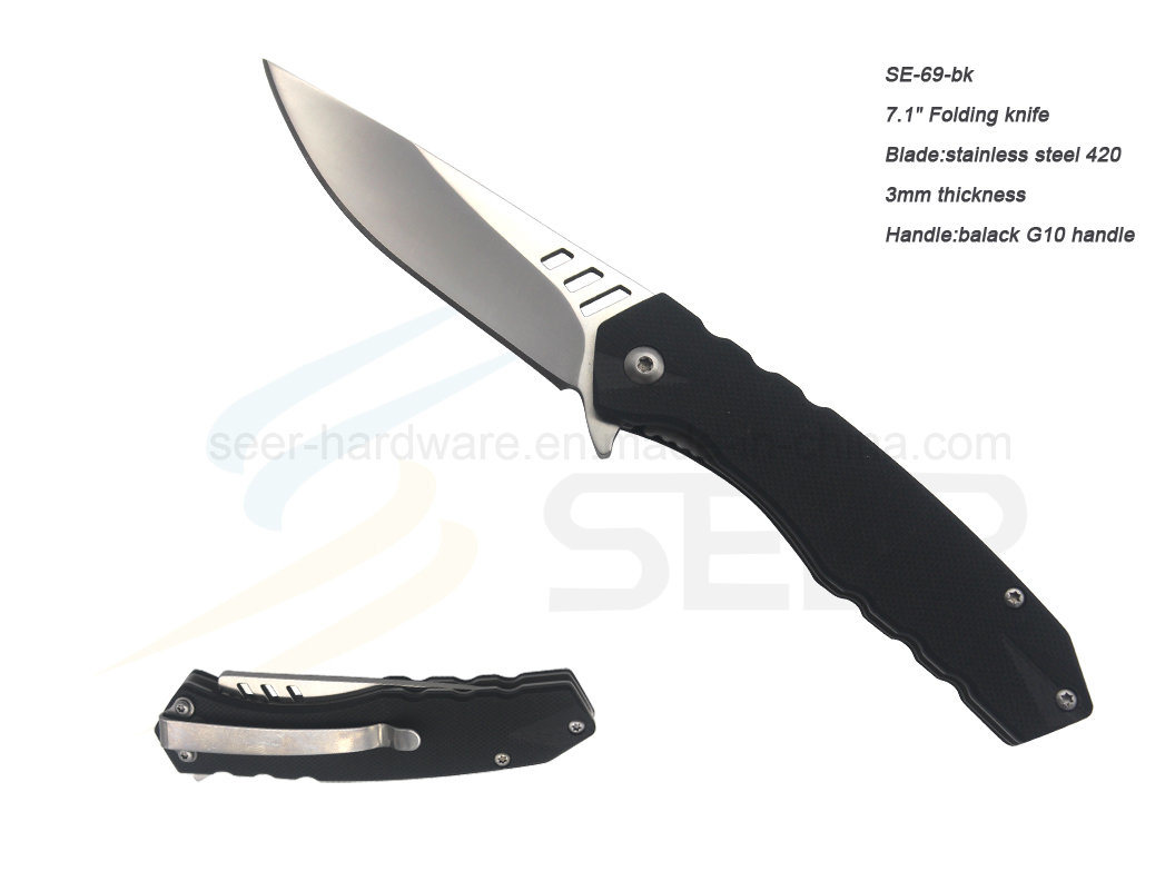 420 Stainless Steel Folding Knife (SE-69-BK)