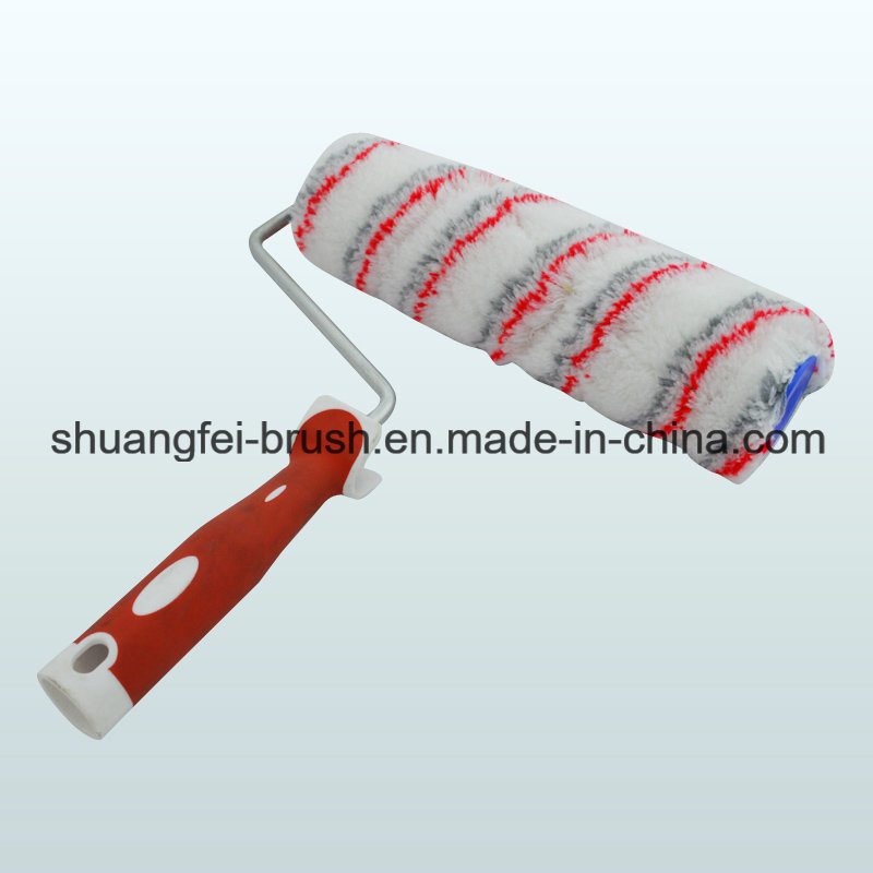 Grey & Red Stripe Paint Roller with Handle