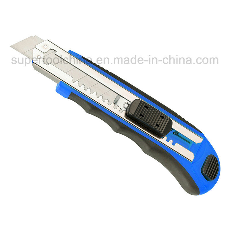 Automatic Blade Lock Comfortable Utility Knife with Extra Lock (381038)