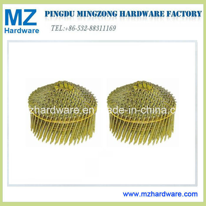 High Quality Yellow Zinc Plated Twisted Shank Coil Nail