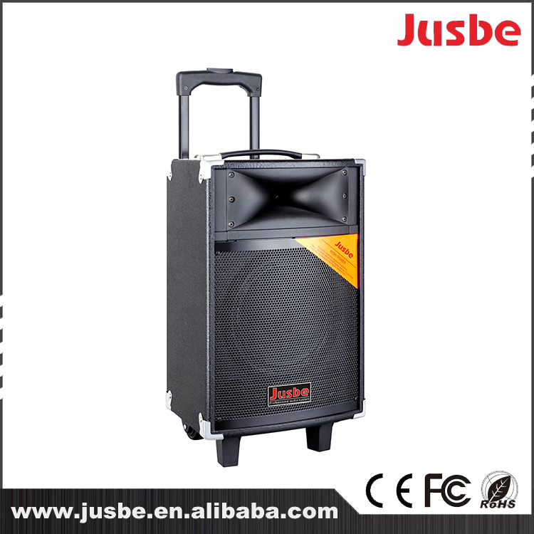 Jusbe 10 Inch 250W Frofessional Audio bluetooth Ubs MP3 Play Aux FM Trolley portable Stage outdoor Speaker for Performance