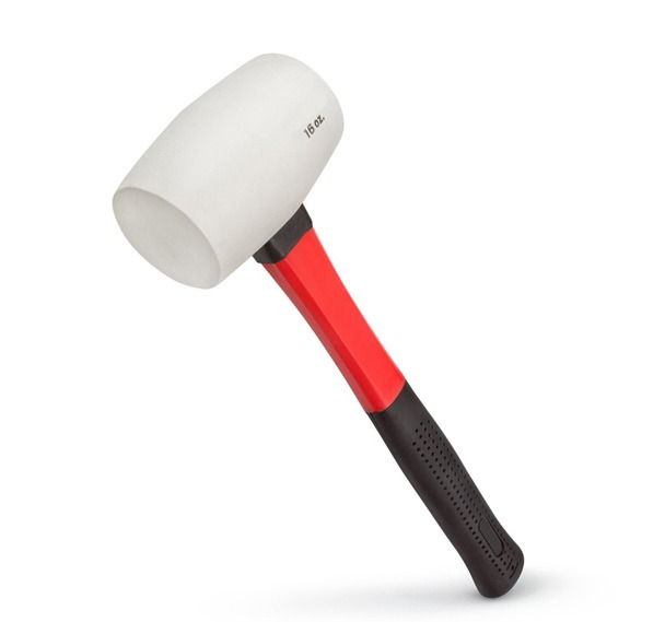 16 Ounce Fiberglass Handle White Plastic Rubber Mallet Hammer