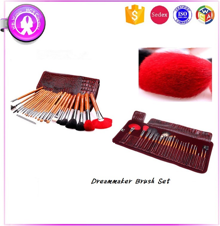 Colorful Hair 24PCS Cosmetic Brush Set with PU Bag