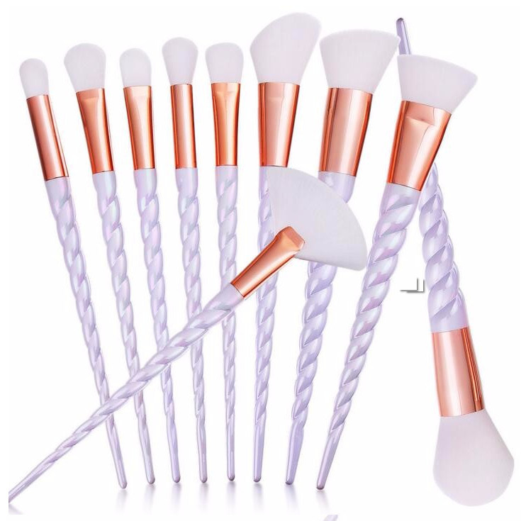 Professional 10PCS Face Fundation Unicorn Cosmetic Brush Set