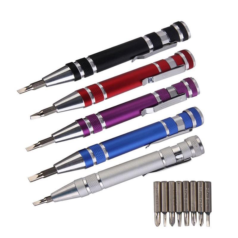 8 in 1 Multi-Function Screwdriver Aluminum Pen Shaped Screw Driver Set