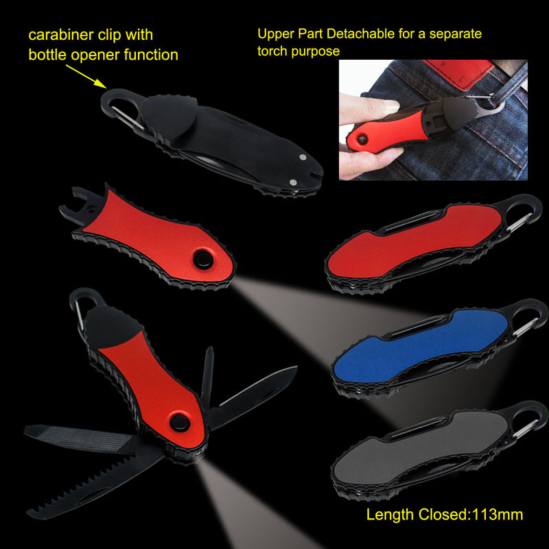 Pocket Knife with Detachable LED Torch (#6158BLK)