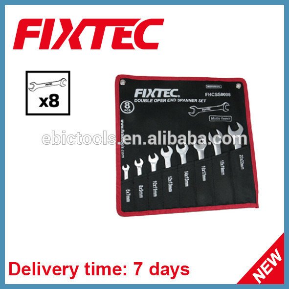 Fixtec Hand Tools 8PCS CRV Double Open End Spanner Set Wrench Set