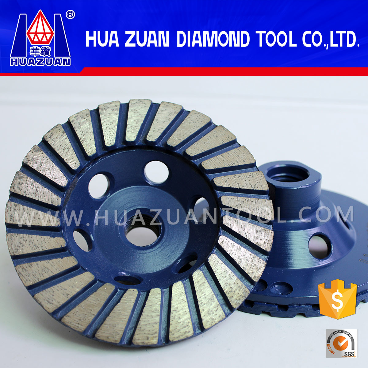 Huazuan 100 mm Turbo Cup Grinding Wheel Diamond Wheel
