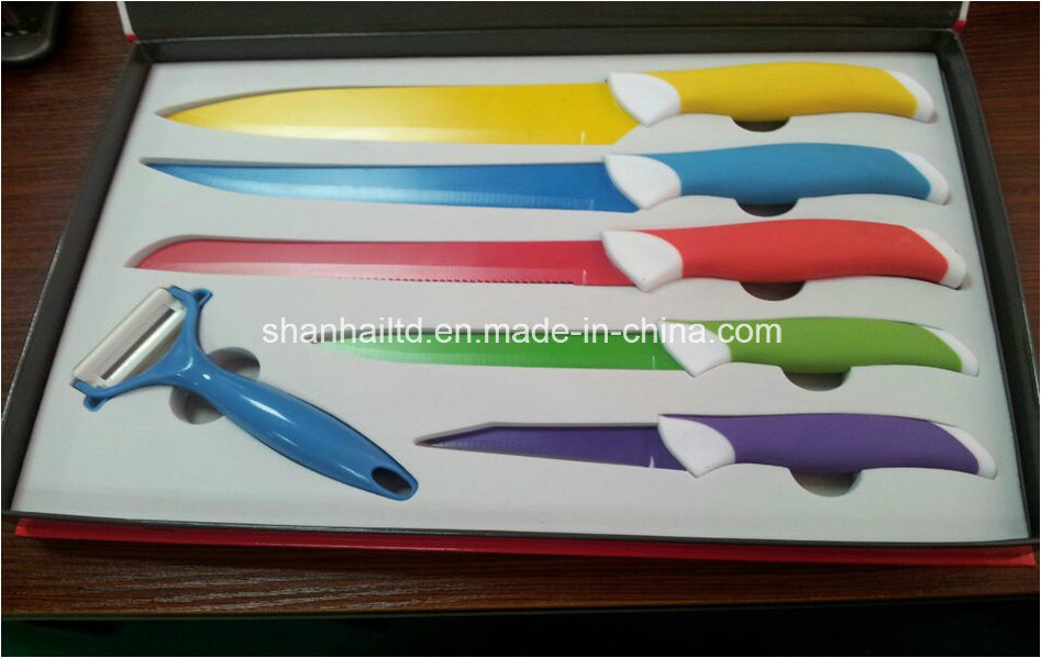 6PCS Colorful Coating Stainless Steel Kitchen Knife Set