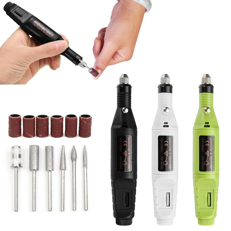 Electric Nail Drill Pen Metal Bits Maincure Machine Tool Kit