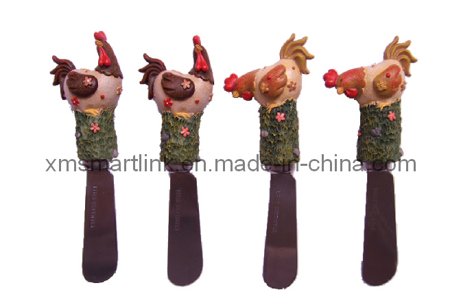 Decorative Farm Rooster Resin Handle Butter Spreader, Rooster Butter Knife