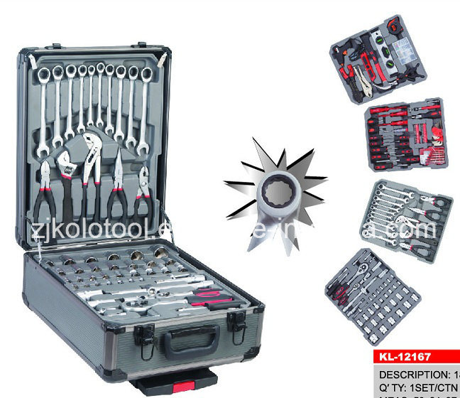 186PC Aluminum Tool Box with Hand Tools