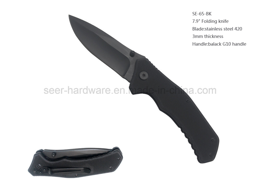420 Stainless Steel Folding Knife (SE-65-BK)