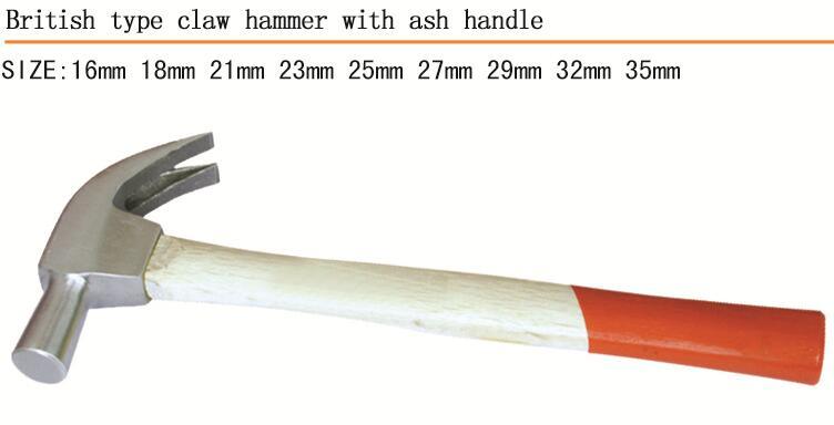 Hammer British Type Claw Hammer with Wooden Handle