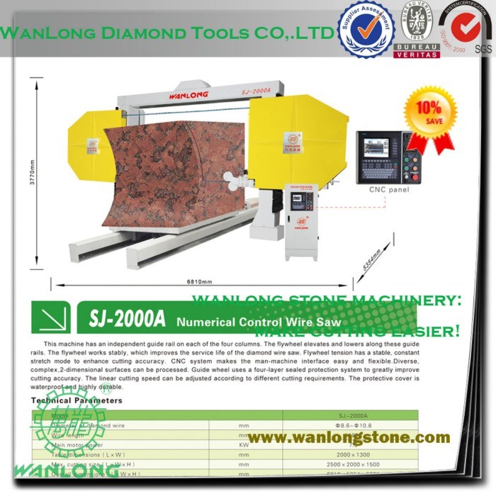 Sj-2000A Numerical Control CNC Diamond Wire Saw Cutting Machine for Stone Block Cutting