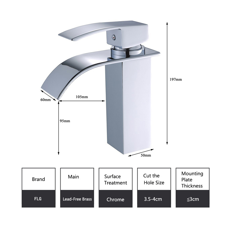 Flg Waterfall Cold & Hot Deck Mounted Bathroom/Kotchen/Sanitary Ware Faucet