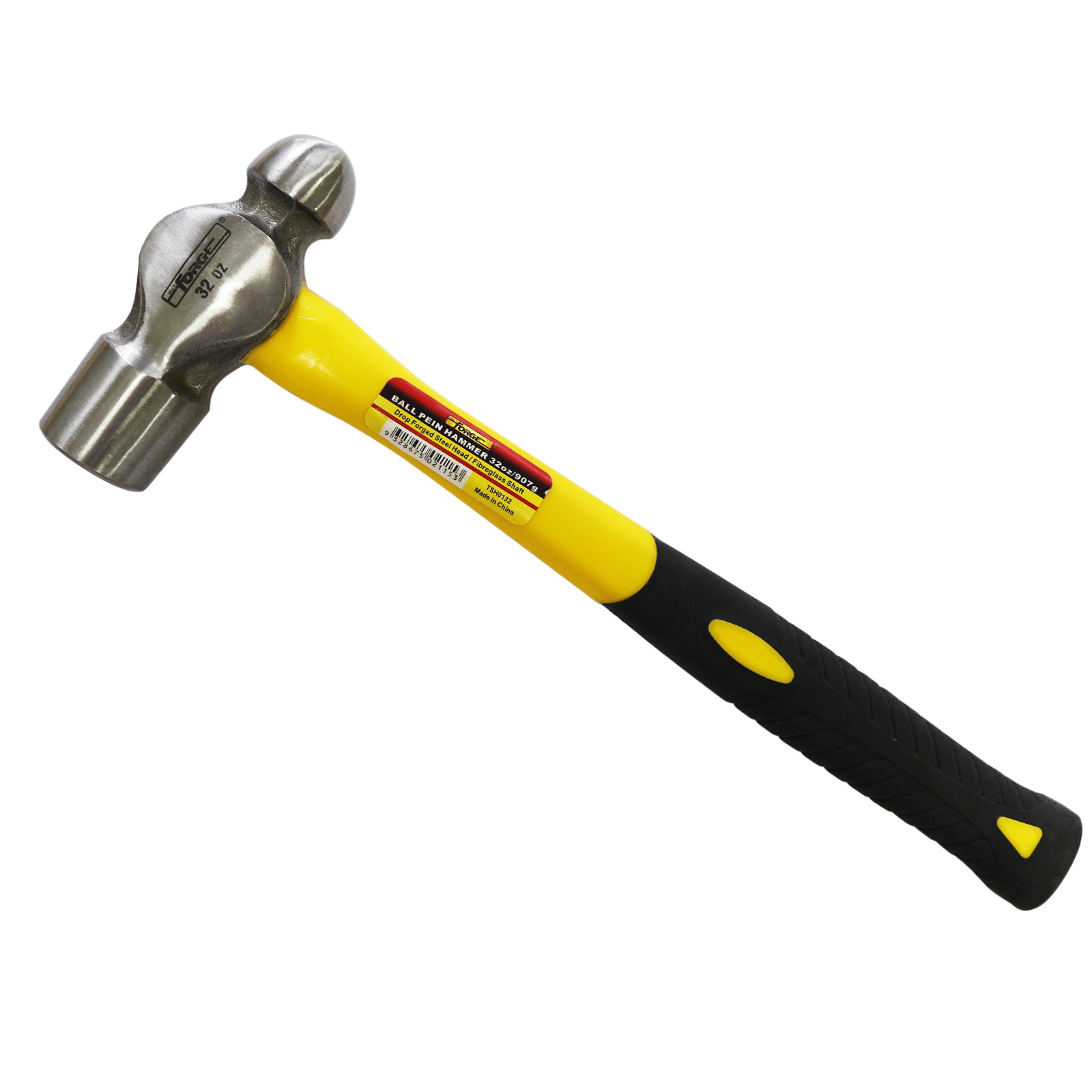 32oz Forged Carbon Steel Ball Pein Hammer with Fiberglass Handle