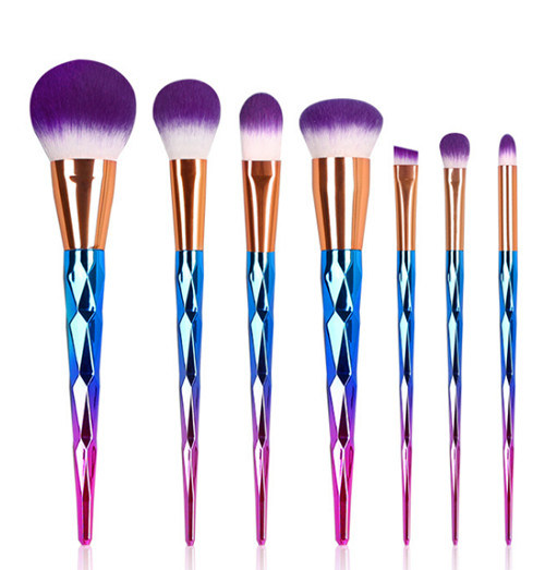 2017 Hot Selling Mermaid Style 7 Piece 5 Styles Good Quality Multifunctional Cosmetic Brush Set