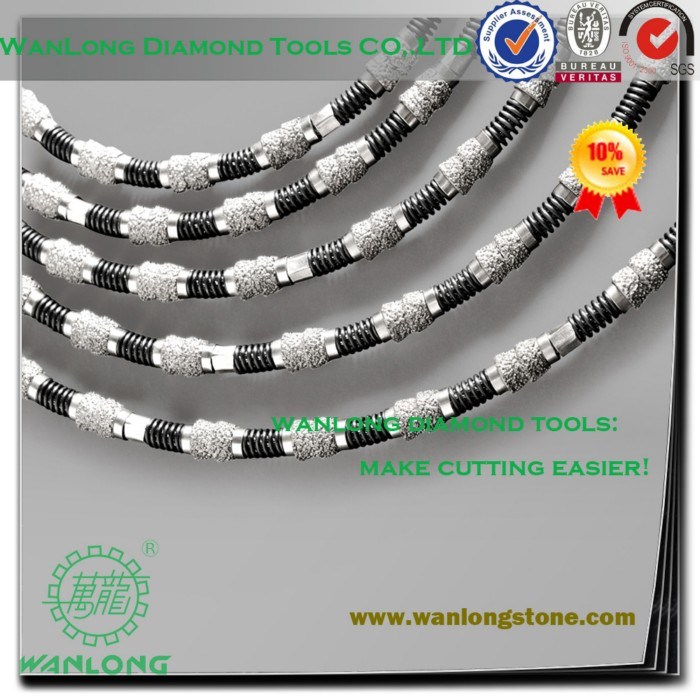 Vacuum Brazed Diamond Wire Saw for Stone Cutting, Stone Block and Slab Cutting Tools