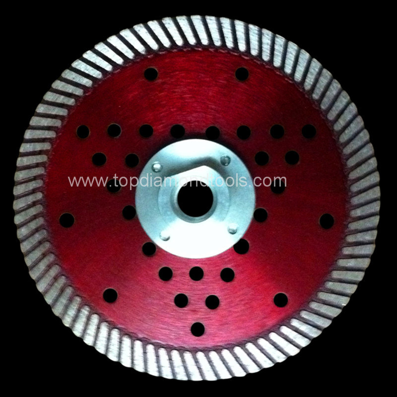 Turbo Fine Diamond Saw Blade with Flange and Cooling Holes for Cutting Hard Granite