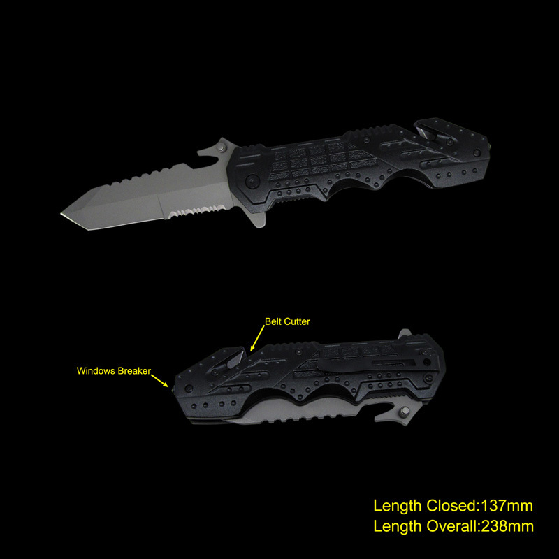 Survival Knife with Window Breaker & Belt Cutter (#3726-717)