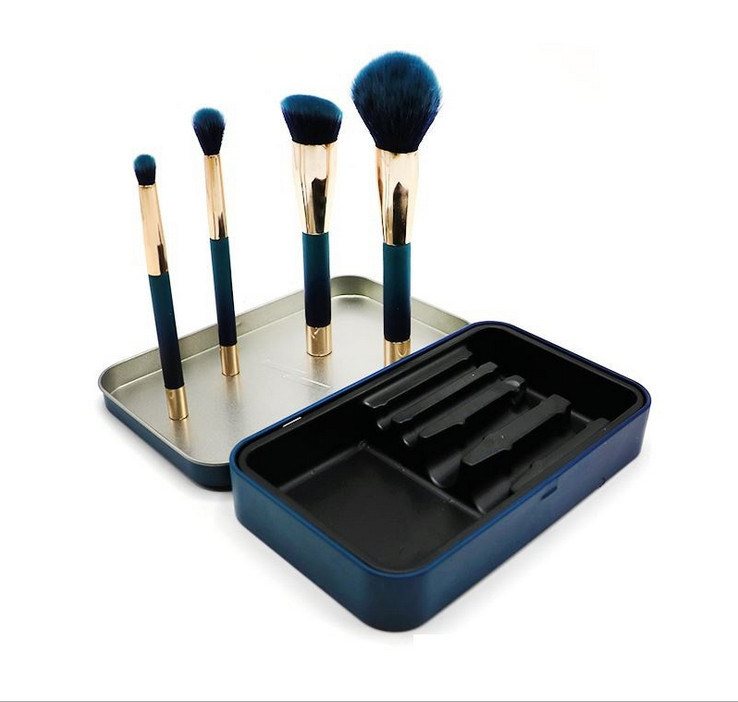 4PCS Magnet Cosmetic Brush Set with Iron Case