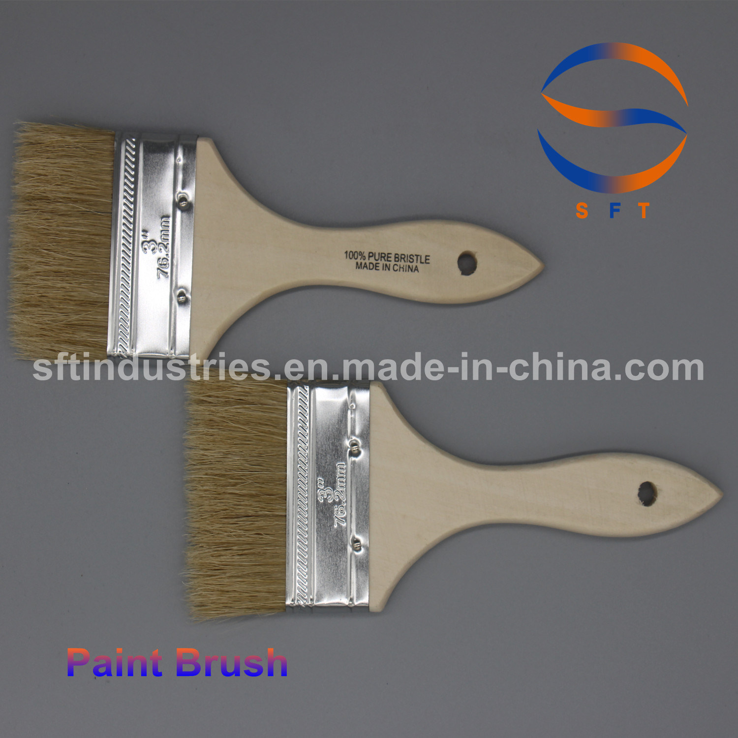 3 Inch Pig Hair Paint Brushes with Thin Wooden Handle