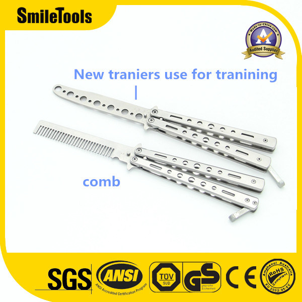 Folding Knife Not Edged Blade Practice Comb Butterfly Knife for Trainer