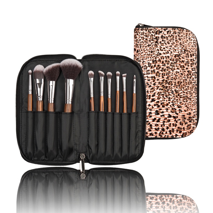 New 10PCS Nylon Hair Cosmetic Brush Set with Zipper Pouch