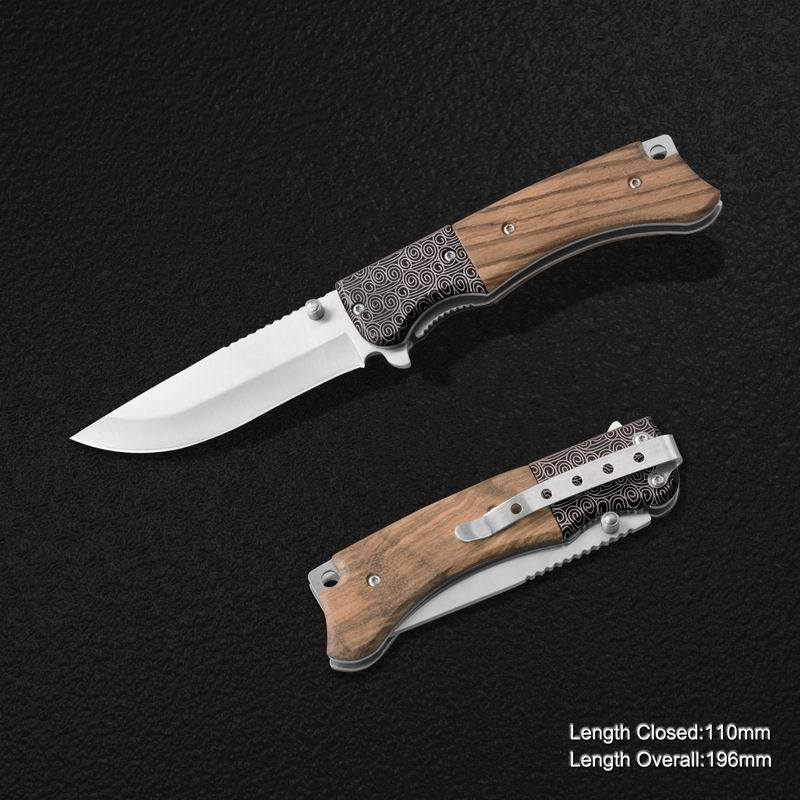 Folding Knife with Wooden Handle (#3987)
