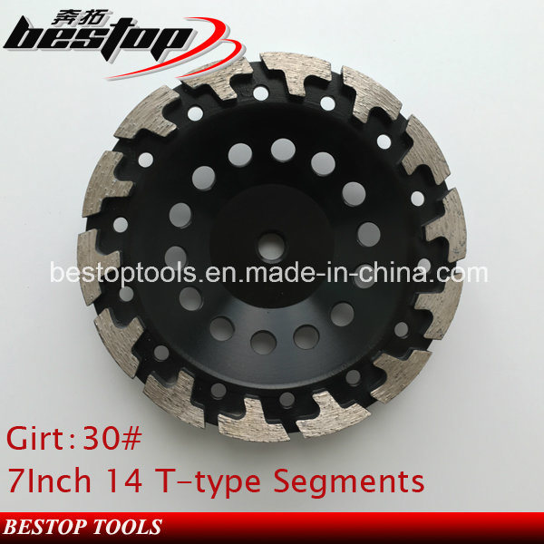 7inch Diamond Floor Grinidng Cup Wheel with 14 T-Type Segments