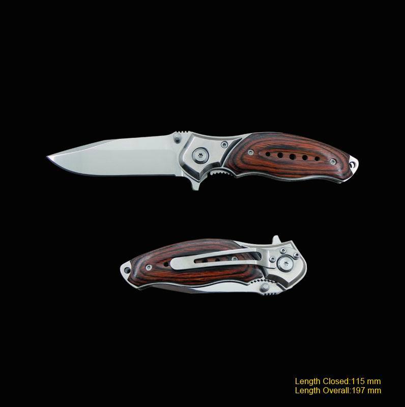 Folding Knife with Wooden Handle (#3429)