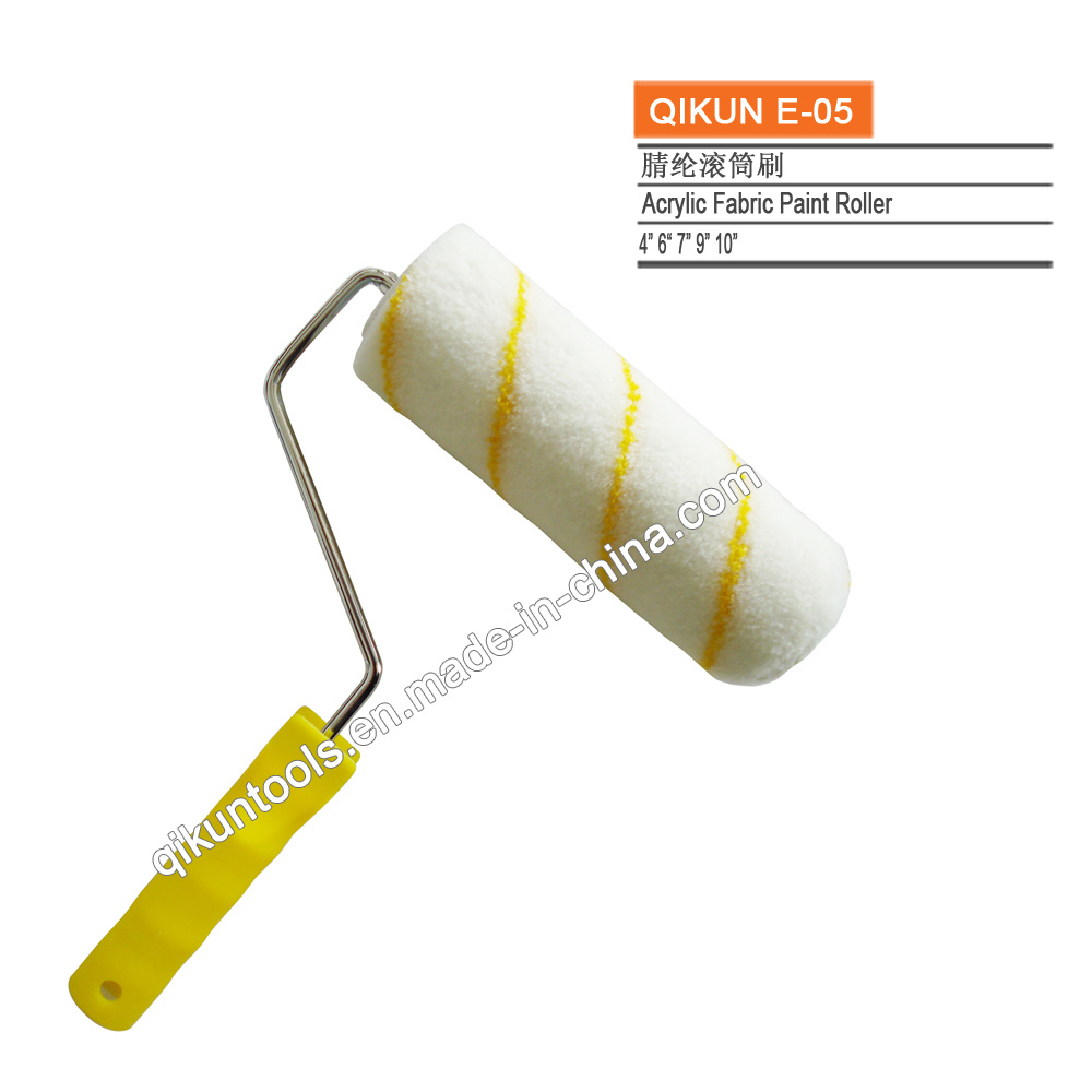 E-05 Hardware Decorate Paint Hand Tools White with Yellow Strips Acrylic Fabric Paint Roller