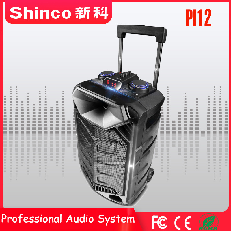 Shinco Rechargeble Bluetooth Private Mode Portable Trolley Wireless 12'' Multimedia Speaker