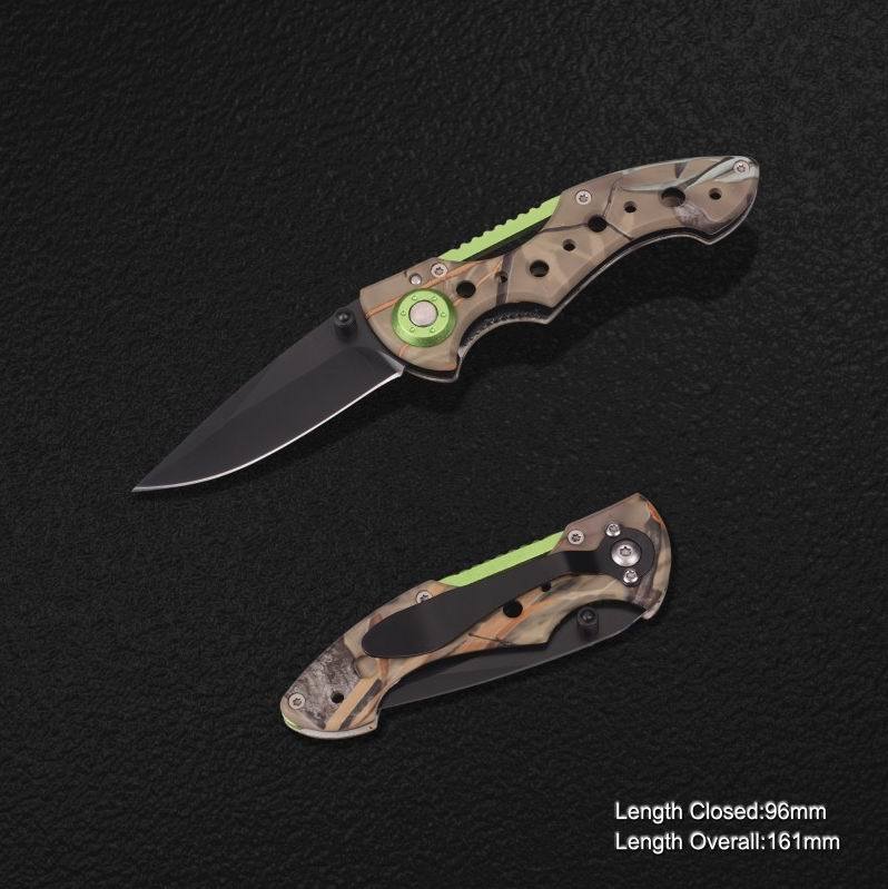 Folding Knife with Anodized Camo Handle (#3869)