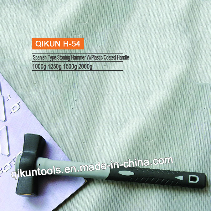 H-54 Construction Hardware Hand Tools Plastic Coated Handle Spanish Type Stoning Hammer