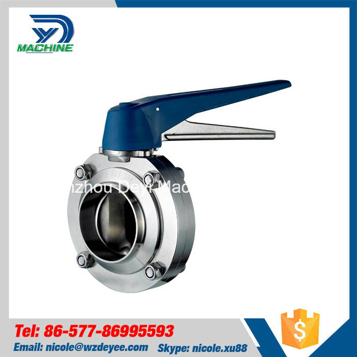 Dn20 DIN11850 AISI304 Sanitary Welded Butterfly Valve with CNC Machine