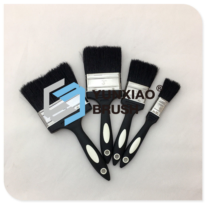 Black Bristle Paint Brush with Rubber Handle for Painting