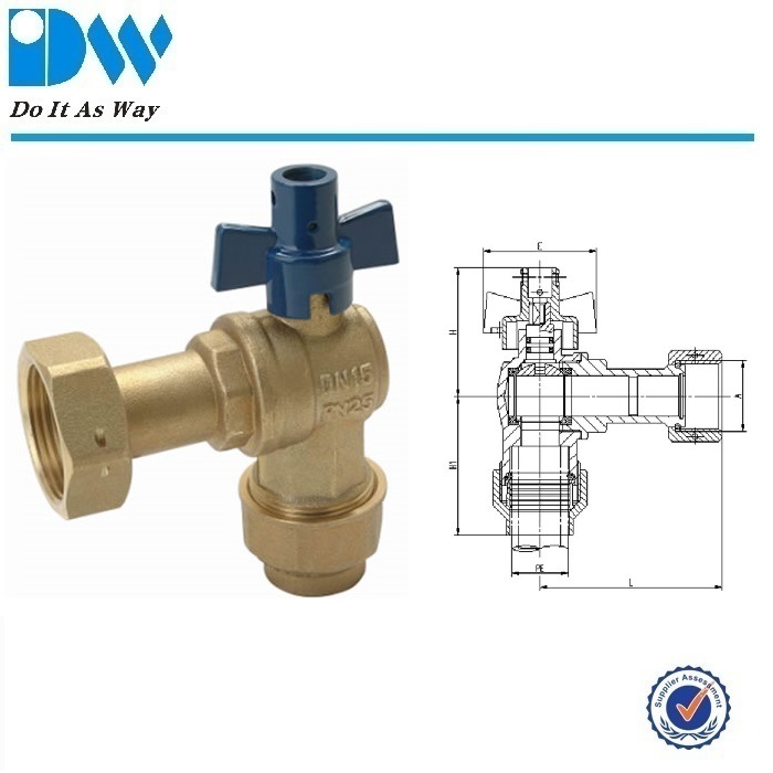 Brass Ball valve with Deca Fittings for Water Emter
