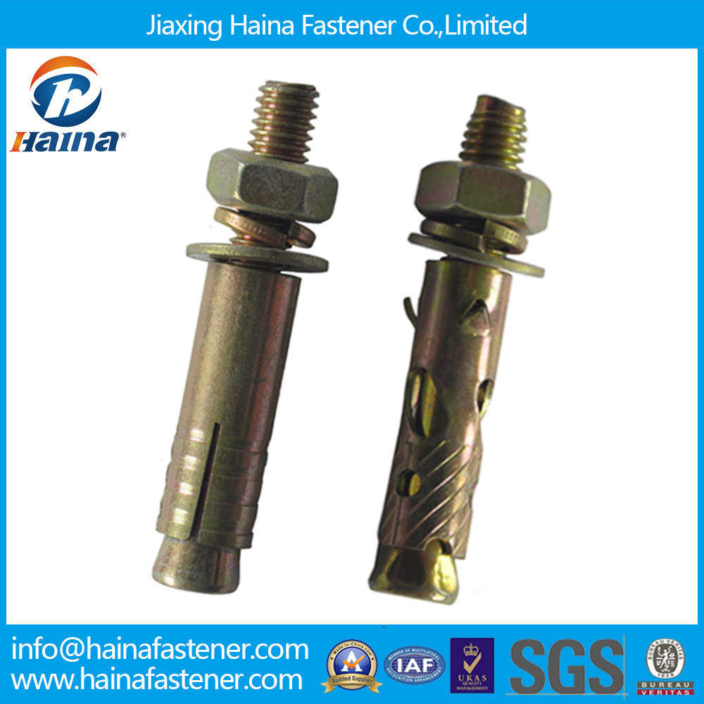 Yellow Zinc Plated Carbon Steel Expansion Bolt with Hex Nut for Building