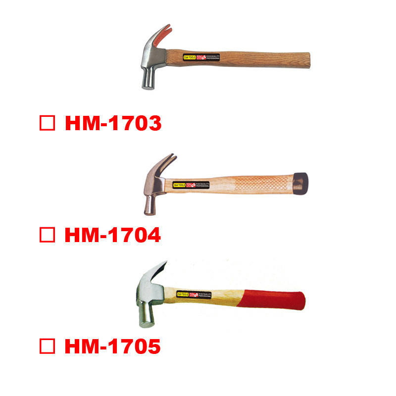 British Type Claw Hammer with Wooden Hanle