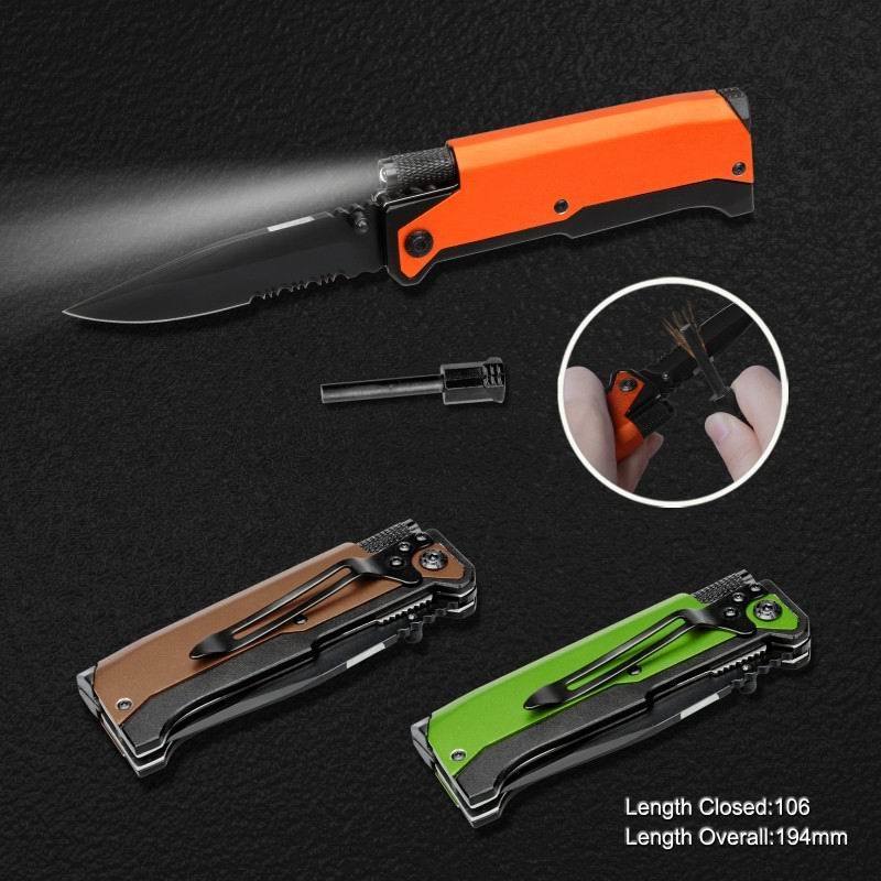 Deluxe Pocket Knife with LED Flashlight (#3342)
