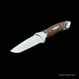 Fixed-Blade Knife with Wooden Handle (#3404)