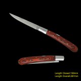 Folding Fishing Knife with Wooden Handle (#3610)