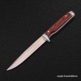 Fixed-Blade Knife with Wooden Handle (#3937)