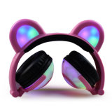 Cartoon Bear Ear Foldable Headphone with Chargble Color Light for Girls Chritmas Gift