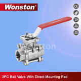 3PC Stainless Steel Ball Valve with ISO Direct Mounting Pad, Full Port 1000wog